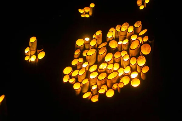 Bosque Bambú Iluminado Pequeño Escritorio Bosque Castillo Ciudadano — Foto de Stock