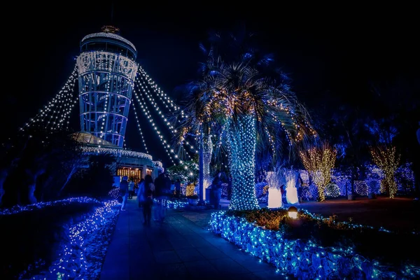 Phare Vue Nuit Enoshima Bougies Mer — Photo