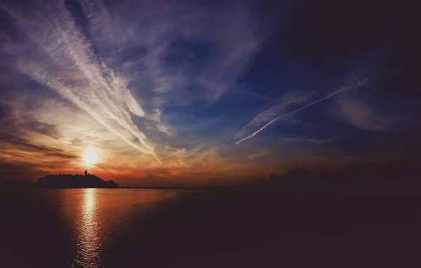 Enoshima Van Silhouet Zonsondergang — Stockfoto