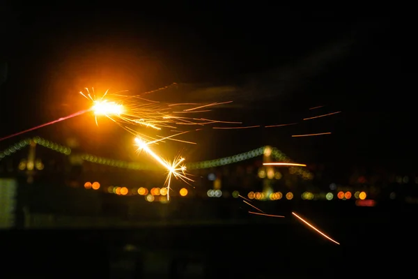 Hand Held Image Fireworks Summer Tradition — Stock Photo, Image