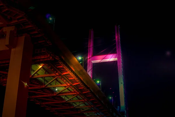 Yokohama Bay Bridge Med Utsikt Över Natten Tsurumi Yokohama City — Stockfoto