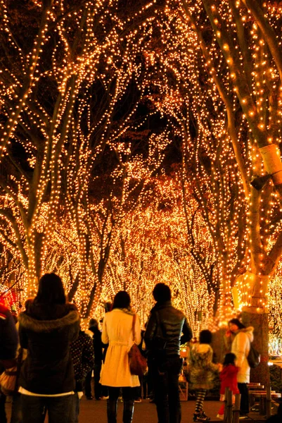 Sendai Lumière Spectacle Vue Nuit Rue Jozenji — Photo