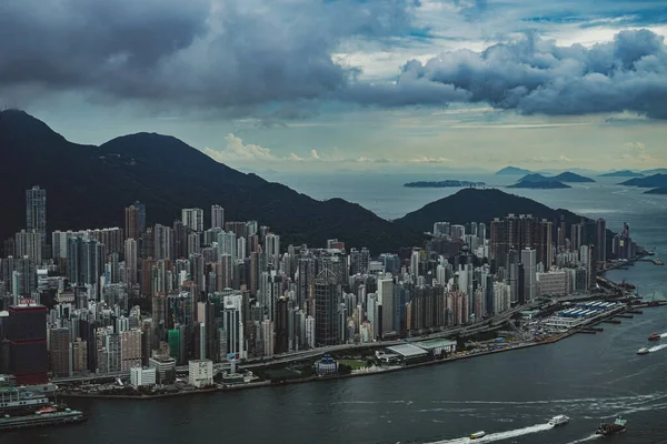 Hong Kong Silueti Sky100 Gözlemevinden Görülebiliyor — Stok fotoğraf