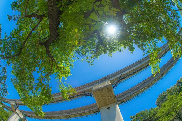 Tama Monorail Železniční Slunné Nebe Tama Zoological Park Station — Stock fotografie