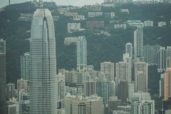 从天空100天文台可看见的香港天际线 — 图库照片