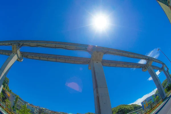 Tama Demiryolu Güneşli Gökyüzü Tama Hayvanat Bahçesi Park Stasyonu — Stok fotoğraf