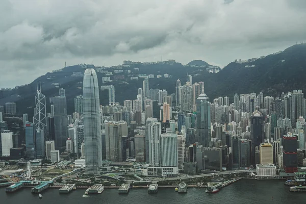 Hong Kong Silueti Sky100 Gözlemevinden Görülebiliyor — Stok fotoğraf