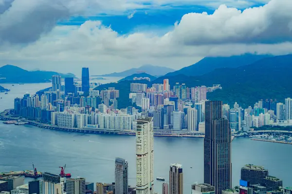 Ουρανοξύστης Του Χονγκ Κονγκ Ορατός Από Αστεροσκοπείο Sky100 — Φωτογραφία Αρχείου