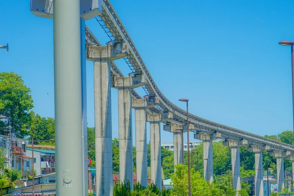 Tama Monorail Rail Zonnige Hemel Tama Zoological Park Station — Stockfoto