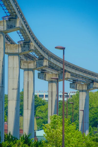 Tama Monorail Ferroviário Céu Ensolarado Tama Zoological Park Station — Fotografia de Stock