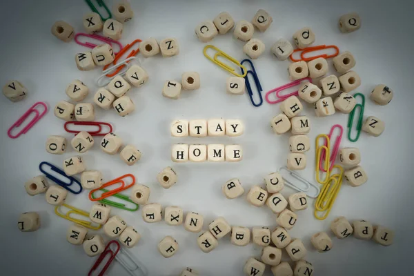 Stay Home Tree Stay Home Block — Stock Photo, Image