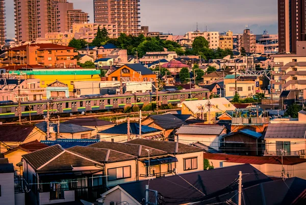 Skyline Yokohama Illuminato Linea Yokohama Tramonto — Foto Stock