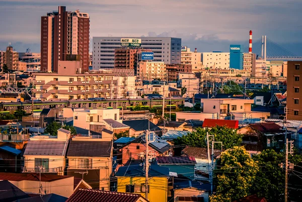 Yokohamas Skyline Belyst Yokohamas Linje Och Solnedgång — Stockfoto