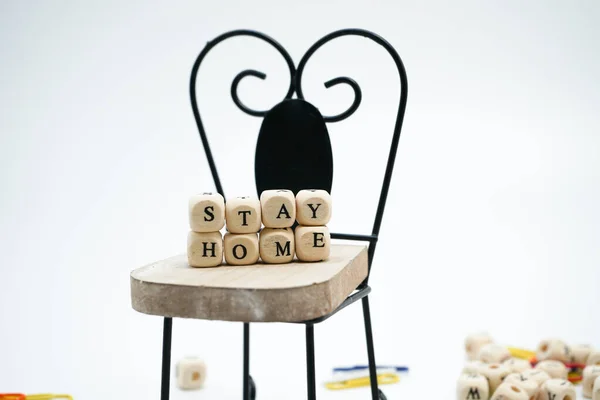 Quédate Casa Del Árbol Del Bloque Stay Home — Foto de Stock