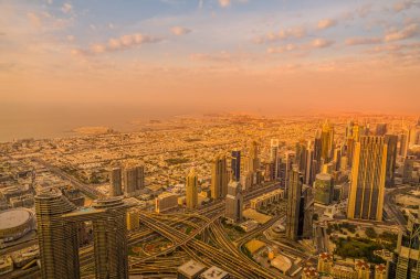 Dubai silueti Burj Halife Gözlem Güvertesinden görüldüğü gibi