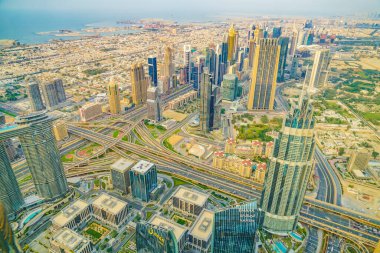 Dubai silueti Burj Halife Gözlem Güvertesinden görüldüğü gibi