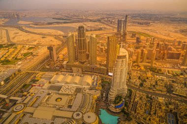 Dubai silueti Burj Halife Gözlem Güvertesinden görüldüğü gibi