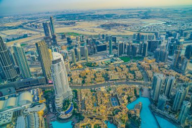 Dubai silueti Burj Halife Gözlem Güvertesinden görüldüğü gibi