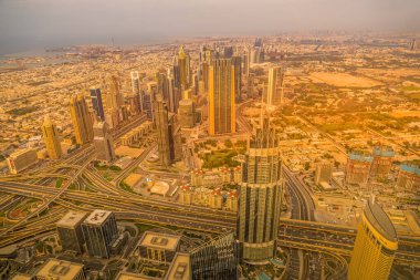 Dubai silueti Burj Halife Gözlem Güvertesinden görüldüğü gibi