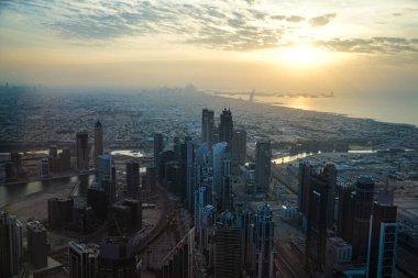 Dubai silueti Burj Halife Gözlem Güvertesinden görüldüğü gibi