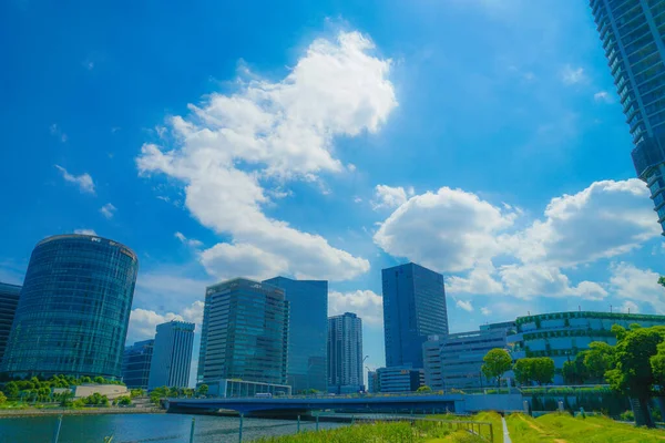 Jokohama Minato Mirai Města Modré Nebe — Stock fotografie