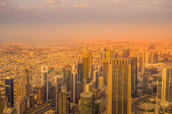 Dubai skyline as seen from Burj Khalifa Observation Deck