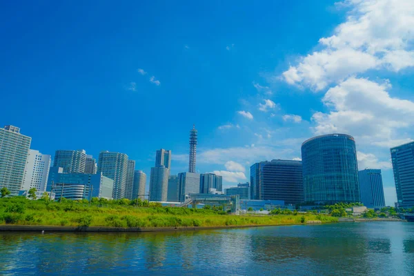 Yokohama Minato Mirai Della Città Cielo Blu — Foto Stock