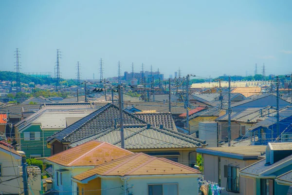 多摩地域の住宅街と青空 — ストック写真
