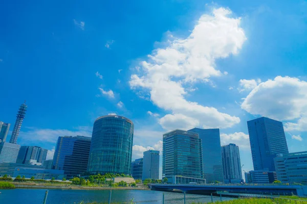 Yokohama Minato Mirai Ciudad Cielo Azul — Foto de Stock