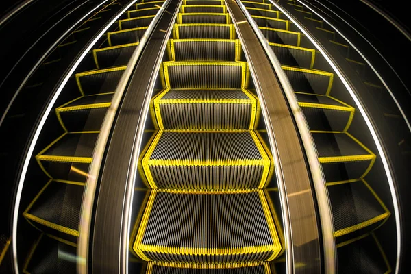 Amarillo Negro Escalera Mecánica —  Fotos de Stock