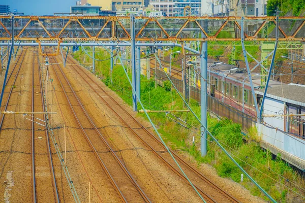 Grupo Linha Que Conduz Estação Yokohama — Fotografia de Stock