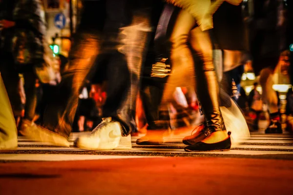 Feet Those Who Walk Shibuya Scramble Intersection — Stock Photo, Image