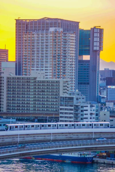 Yurikamome Tokyo Waterfront Trafik Kustlinje Och Kvällen — Stockfoto