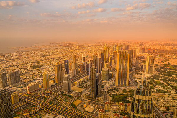 Dubai skyline as seen from Burj Khalifa Observation Deck