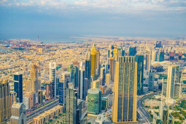 Dubai silueti Burj Halife Gözlem Güvertesinden görüldüğü gibi