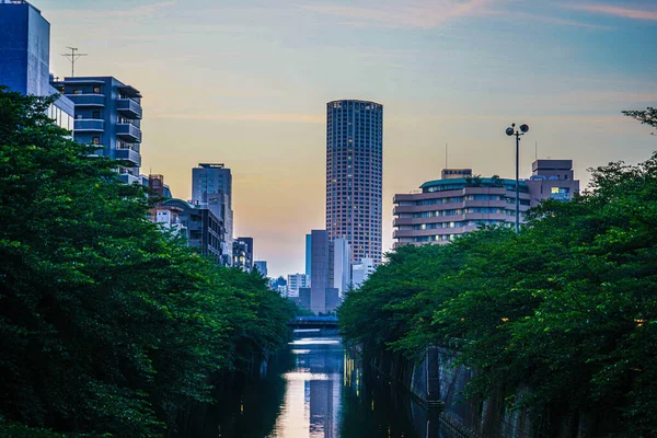 Şehrin Nakameguro Günbatımı — Stok fotoğraf