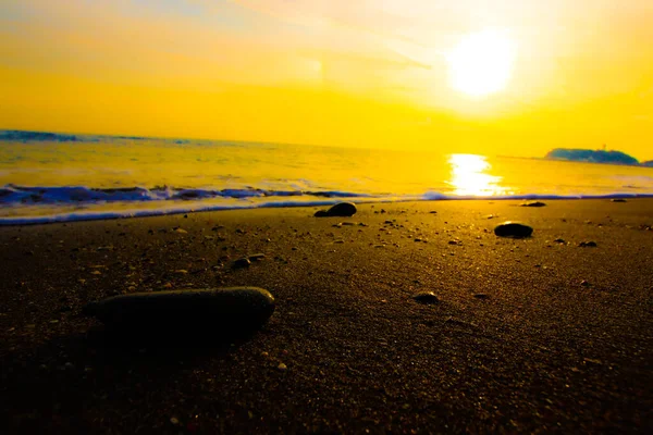 Costa Kamakura Iluminada Pôr Sol — Fotografia de Stock