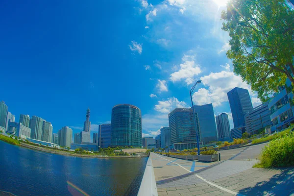 Yokohama Minato Mirai Şehir Mavi Gökyüzü — Stok fotoğraf