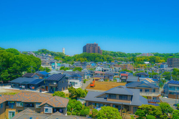 Residential area and blue sky of the Tama area