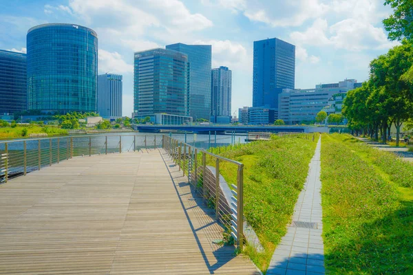 Yokohama Minato Mirai Şehir Mavi Gökyüzü — Stok fotoğraf