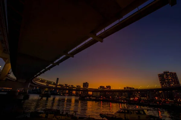 Bayshore Route Zonsondergang Tokio — Stockfoto