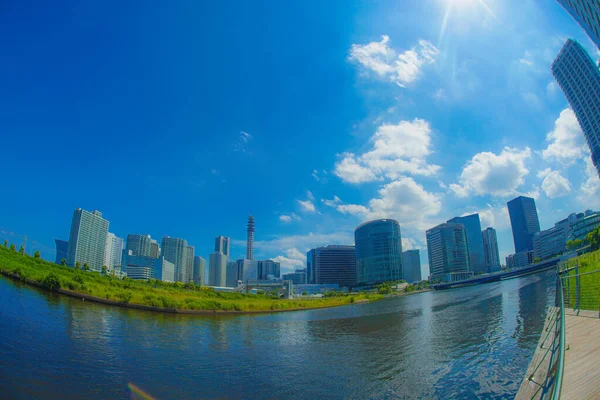 Yokohama Minato Mirai Della Città Cielo Blu — Foto Stock