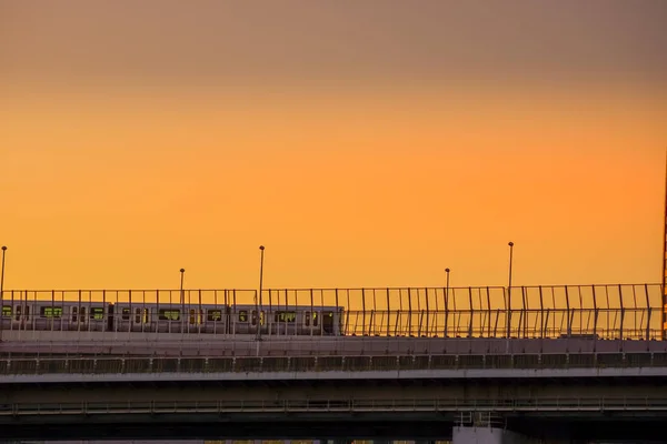 Yurikamome Tokyo Waterfront Nuova Linea Costiera Del Traffico Sera — Foto Stock