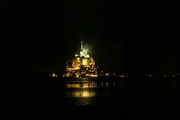 Světlo Noci Mont Saint Michel — Stock fotografie