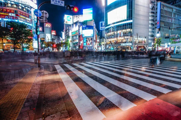 Shibuya Rántotta Éjszakai Nézet Kereszteződését — Stock Fotó