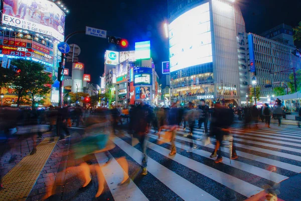 Shibuya Cruzamento Scramble Visão Noturna — Fotografia de Stock