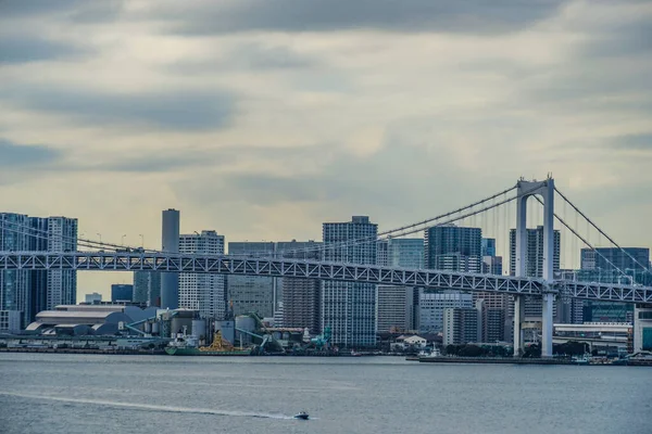 Skepp Och Tokyo Skyline Bild — Stockfoto