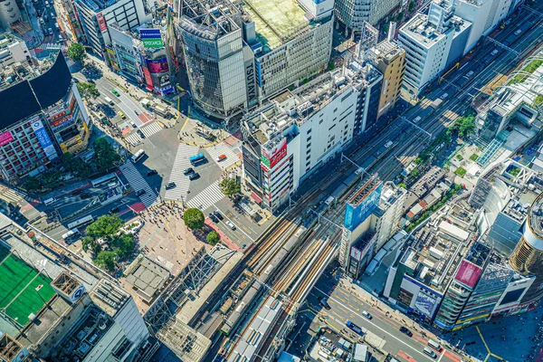 Shibuya Křižovatka Scramble Převzata Shibuya Sky — Stock fotografie