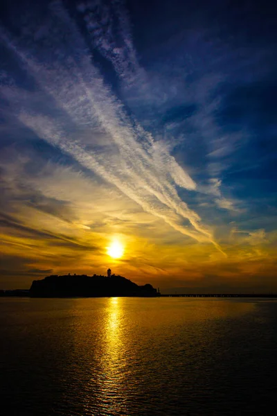 Enoshima Silhueta Pôr Sol — Fotografia de Stock