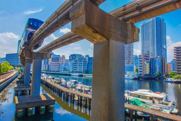 Tokyo Monorail Och Staden Tamachi — Stockfoto